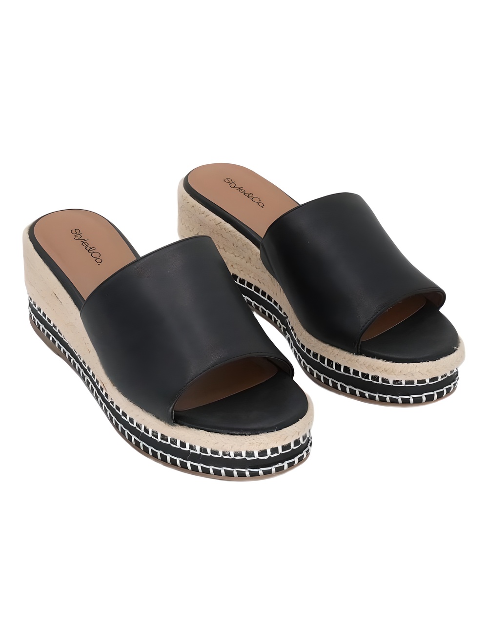 Style & Co Womens Hayess Espadrille Platform Wedge Sandals Black Beauty Size 8M
